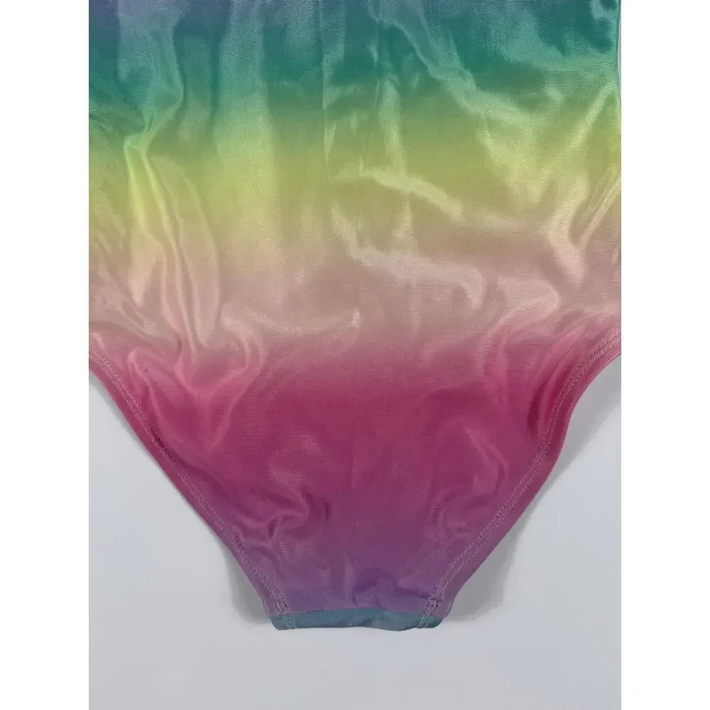 Tea Collection Rainbow Long Sleeve Zip One Piece Swimsuit Size 6
